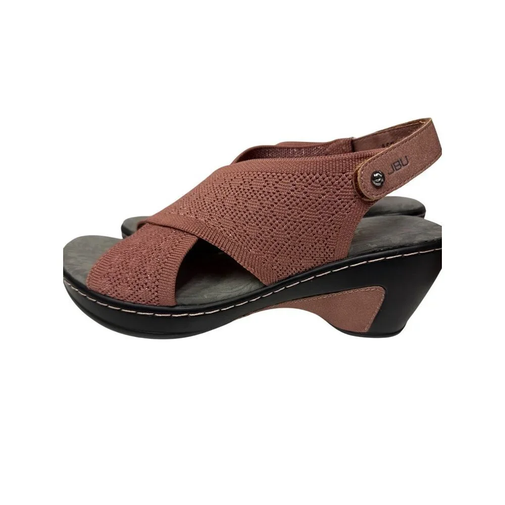 JBU Jamba Alyssa Women's Sandal Wedge Pink Rose Shimmer Lightweight 9.5 Wide